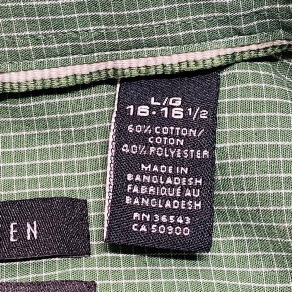Van Heusen Shirt Men's Large Short Sleeve Classic Fit Button Down Green Grid EUC - Picture 5 of 7